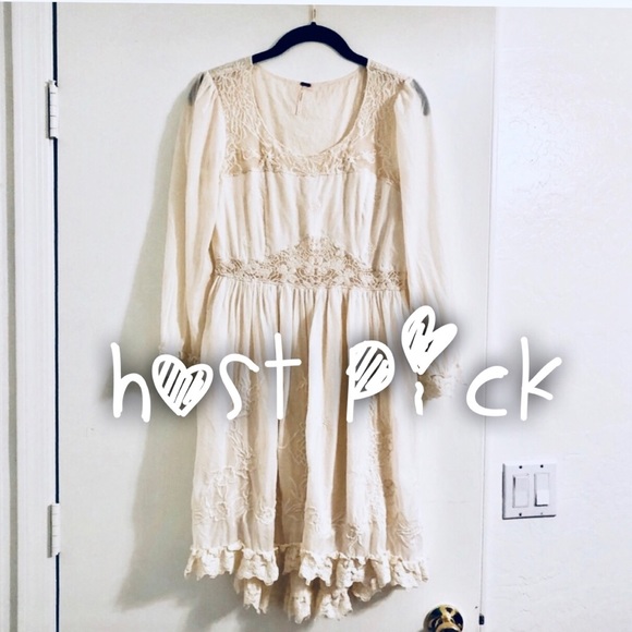 Free People Dresses & Skirts - Free People Ivory Lace Long Sleeve Dress